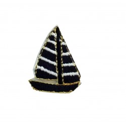 Shield Iron-on Embroidery Sticker - Blue Sailboat
